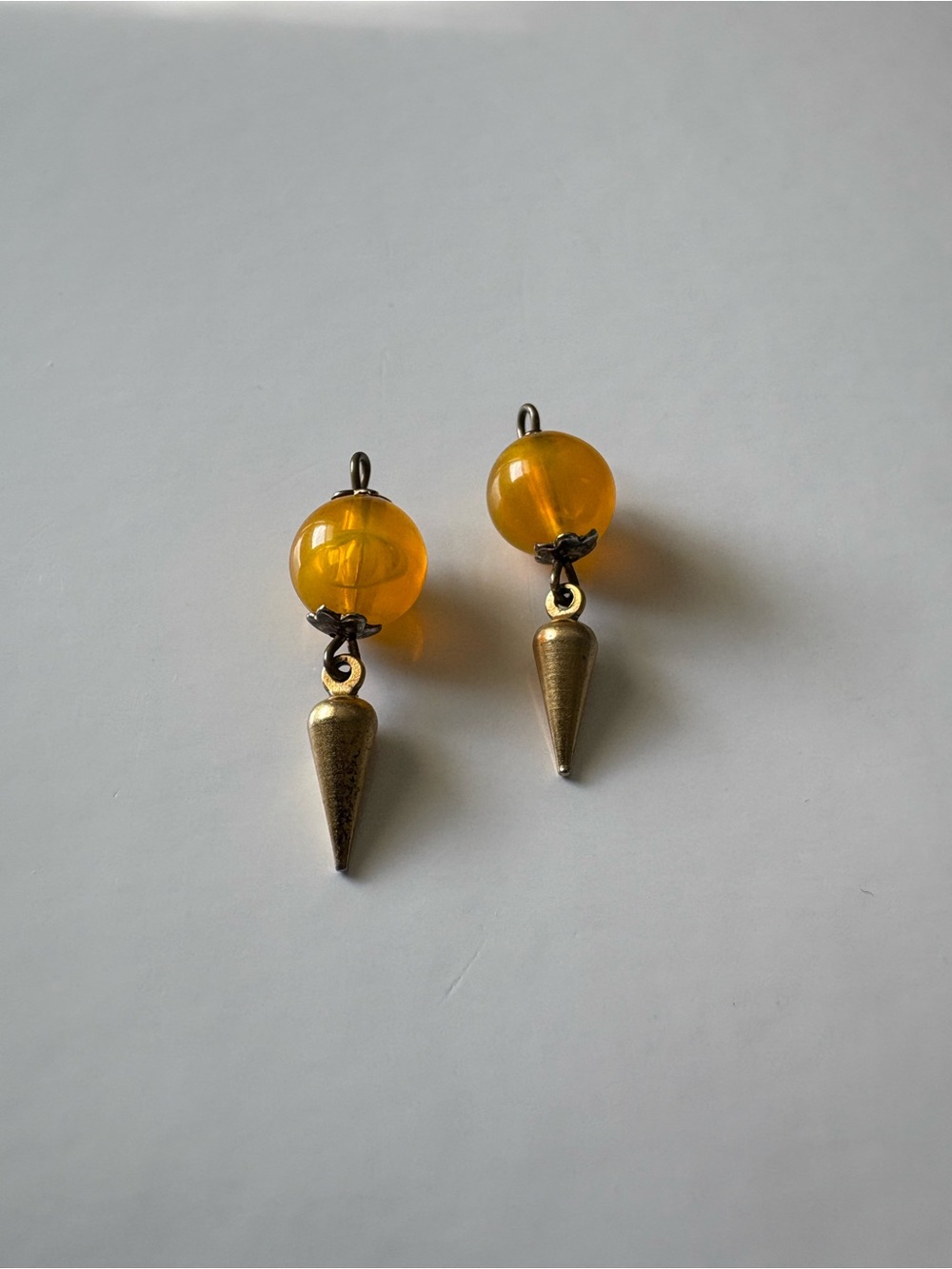 Vintage Gold Yellow Spiked Dangle Bead Embellishments for Jewelry